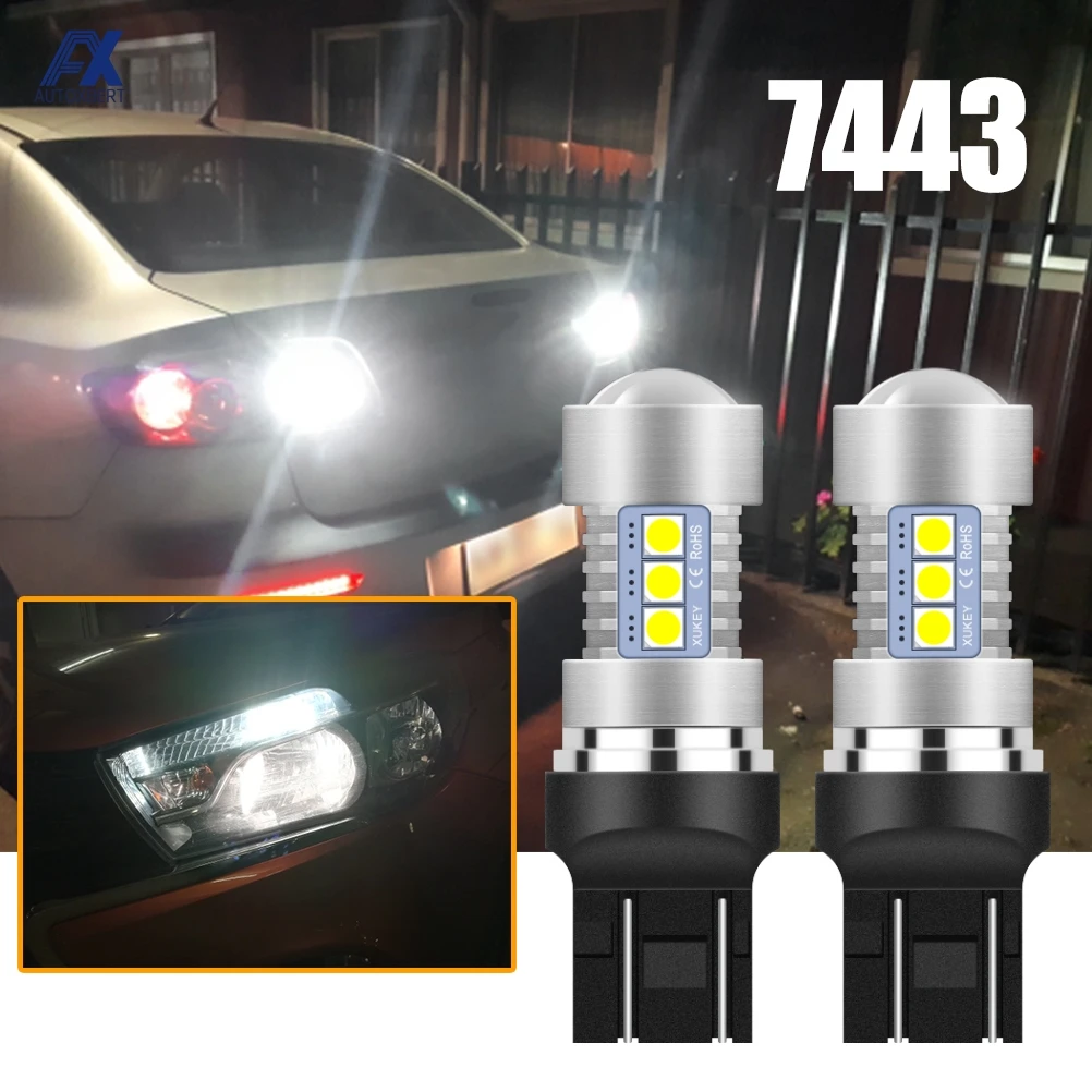 

2 шт., светодиодный задний фонарь T20 7443 W21/5 Вт 3030 для Renault, автомобильная фара DRL, лампа заднего хода, светильник s для Hyundai, Dacia
