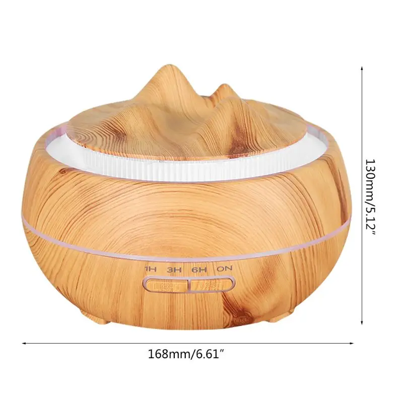 

400ml Mountain Peak Shape Air Humidifier Wood Grain Remote Control Aroma Diffuser Mist Maker with 7 Colorful Night Light