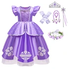 Детское платье принцессы Софии, косплей-костюм для девочек, многослойные платья с пышными рукавами, детвечерние праздничные Нарядные Костюмы Софии на день рождения