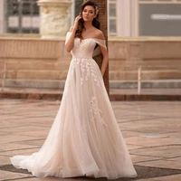charming wedding dresses elegant sweetheart off the shoulder lace appliques a line court train bridal gowns vestidos de novia