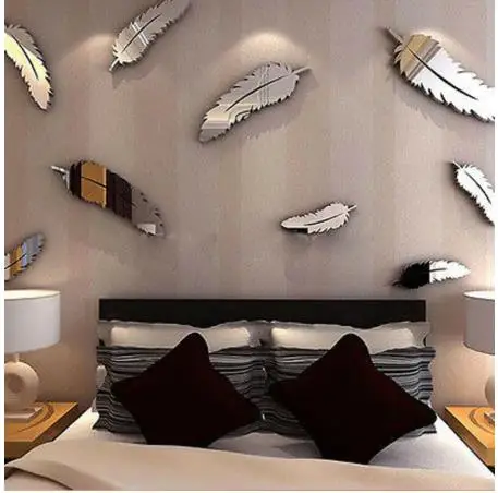 Новый Романтический 8 шт. съемный перо Стиль Наклейка Искусство настенные