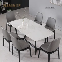 Modern Minimalist Marble Dining Table Family Used Nordic White Luxury Table And Chairs For Six People Fashion Kitchen Furniture
