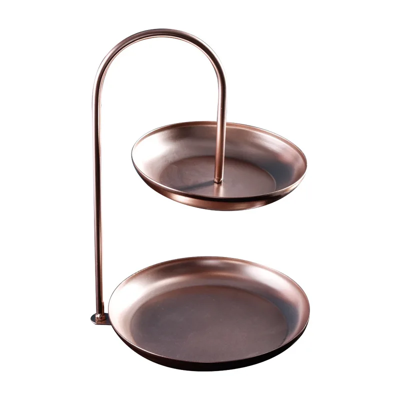 

Nordic Gold Double-layer Iron Storage Tray Living Room Candy Dessert Snack Rack Jewelry Cosmetics Organizer Rack Tray Decoration
