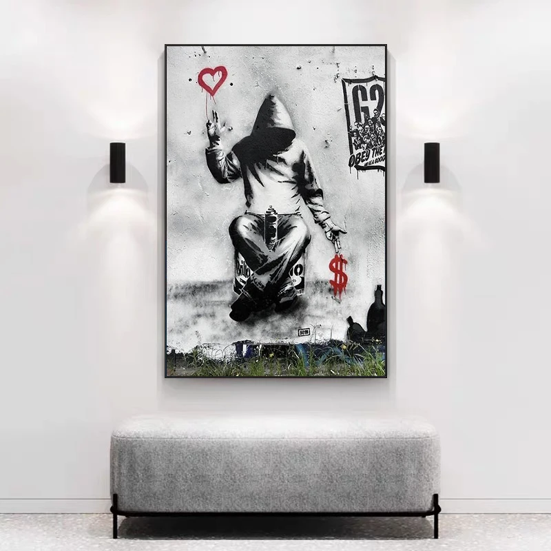

Banksy Love Over Money Graffiti Street Art Canvas Printing Posters and Prints Wall Art Pictures for Living Room modern Decor