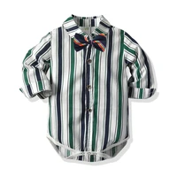 new baby boys rompers springautumn bebi button knit turn down collar buckle cotton long sleeve striped casual triangle bodysuit