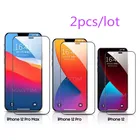 Закаленное стекло с полным покрытием для iPhone, Защитное стекло для iPhone 13, 11, 12 Pro, XS Max, XR, 7, 8, 6, 6s Plus, 11 Pro, 2 шт.