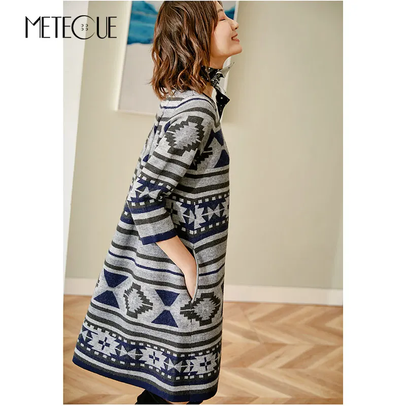 Шерстяной вязаный Платья-свитеры 2019 сезон осень-зима модные седьмой зимнее