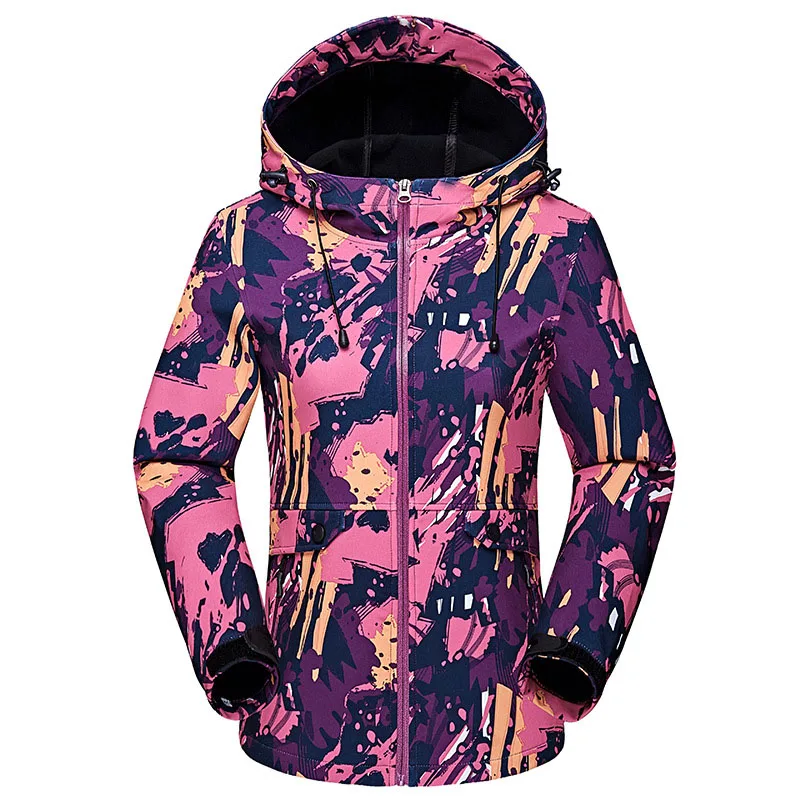 

Outdoor waterproof jacket for women soft shell coat spring & autumn windproof Thermal climbing windbreaker with hat clothes