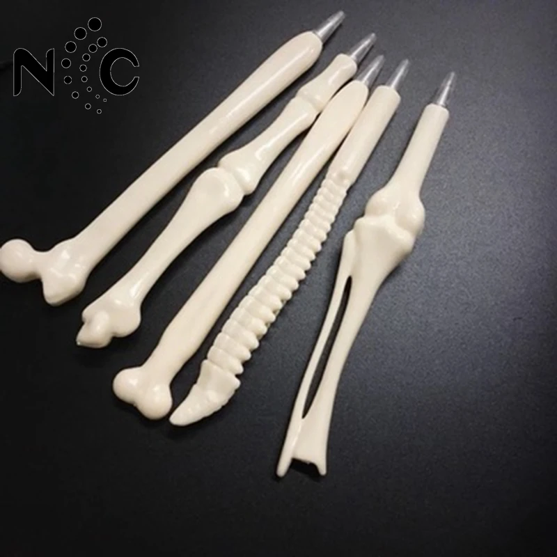 

5 pcs/lot Novelty Bone Shape Ballpoint Pen 0.7mm Ink Refill Writing Ball Pens School Office Stationery Gifts Supplies