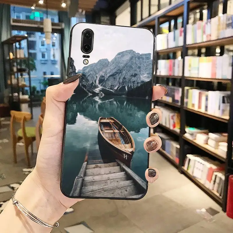 

ferry Wooden boat Beautiful landscape Phone Case For Huawei honor Mate P 10 20 30 40 Pro 10i 9 10 20 8 x Lite