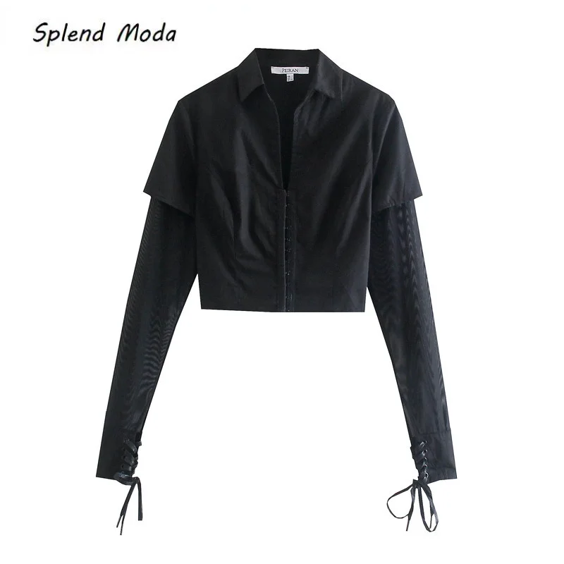 

Блузка женская демисезонная с отложным воротником и длинными рукавами