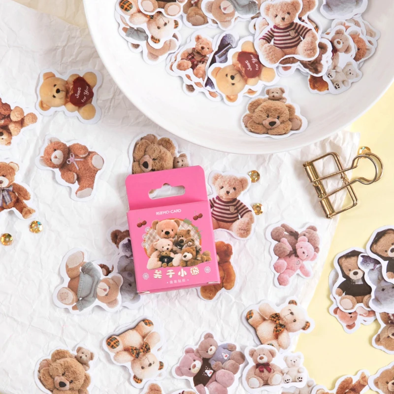 46 шт./кор. kawaii коричневый наклейки &quotмедведь&quot милый японский бумажный