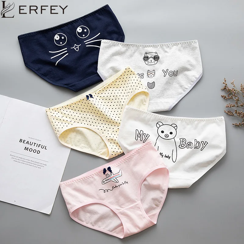 LERFEY удобные мягкие хлопковые нижнее белье женские трусы с милым котиком стринги