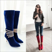2020 plus size 34 43 women boots women shoes woman fashion high heels winter party boots black blue red