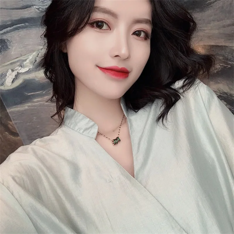 2021 в Корейском стиле AAA кубическим цирконием зеленого цвета с украшением виде