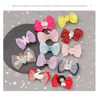 10 pcslot 6 cm new cute cartoon bow with hairpins for children kids hair fashion accessories princess colorful clip new bow