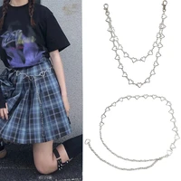 simple metal heart shaped multi layer pants waist chain rock punk hipster key chains trousers jeans body chain hip hop jewelry
