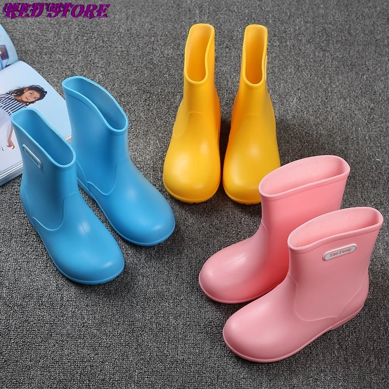 

New Arrival Baby Girls Boys Waterproof Rain Boots Non-slip Rain Shoes PVC Rubber Lovely Boots for Kids Pink Yellow Blue Fashon