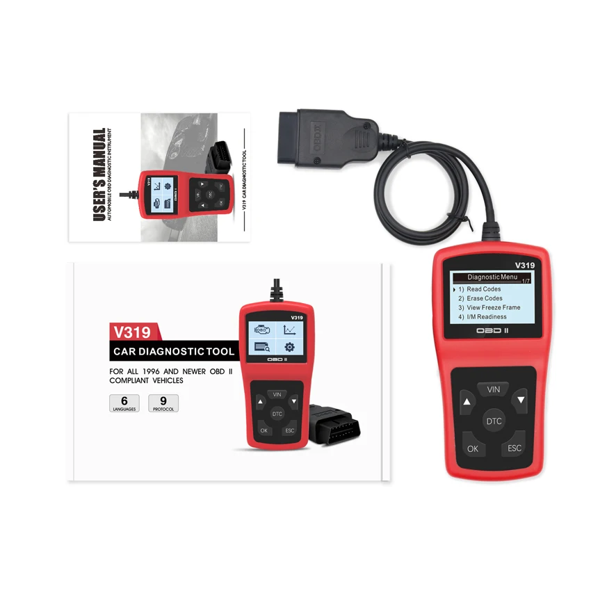 Декодер V319 OBD II прибор для тестирования обслуживания автомобиля бортовой