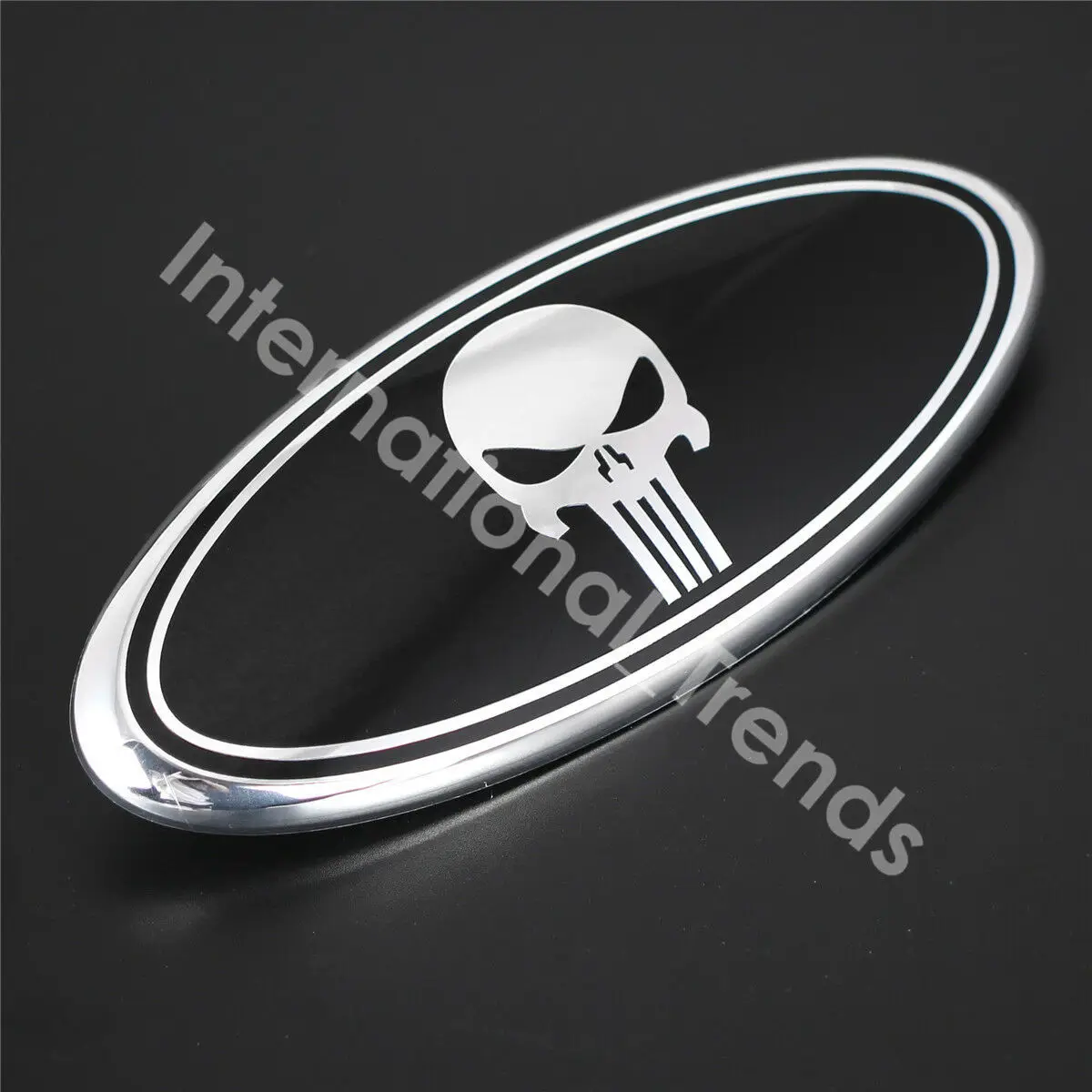 9" Inch Skull Head  Front Grille Tailgate Oval Emblem for 2004-2014 F150 F-250 F-350 Edge Explorer EXPEDITION