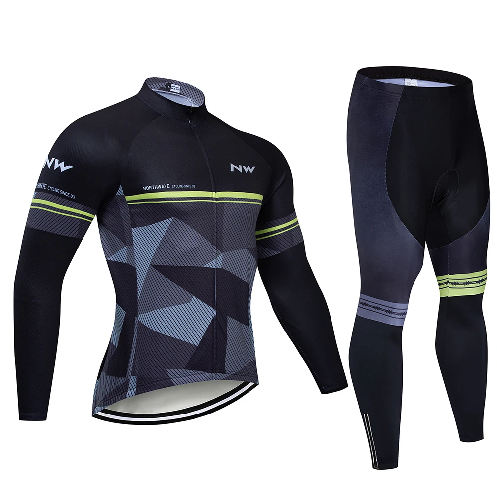 Long Cycling set Northwave Pro Team Long Sleeve Breathable Cycling Jersey Set NW Clothing Men Suit Outdoor Sportful Bike MTB Clothes - Цвет: Long Cycling set