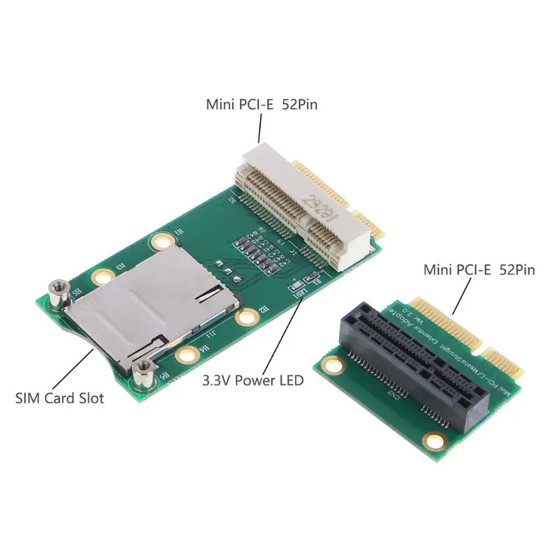 

Mini PCI-E to SIM Adapter with SIM Card Slot Vertical Installation Method for 3G/4G WWAN LTE GPS Wireless Card C26