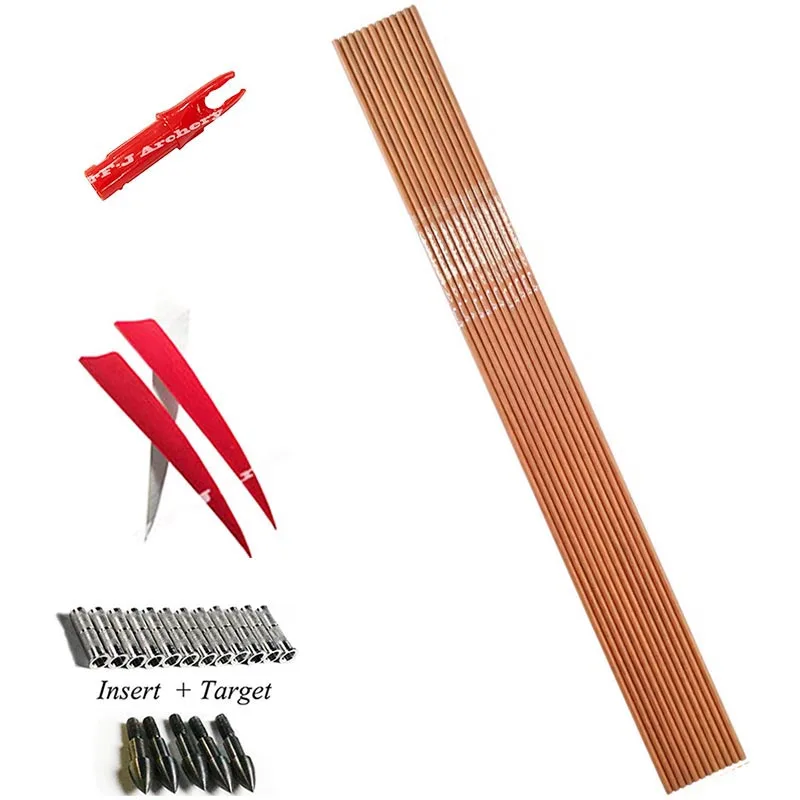 12 шт. колпачки из бамбука и карбона для стрельбы лука|Лук стрела| |