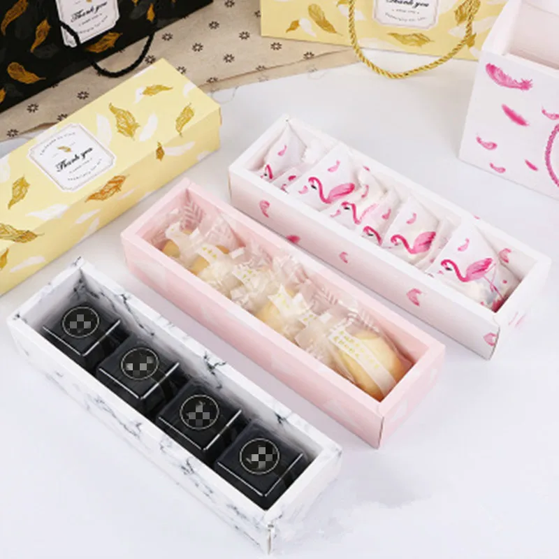 Креативный Фламинго Подарочная коробка Мраморная Бумага Сумка Nougat печенье Tote сумки Свадебные шоколадный торт упаковка бумага украшение для вечеринок