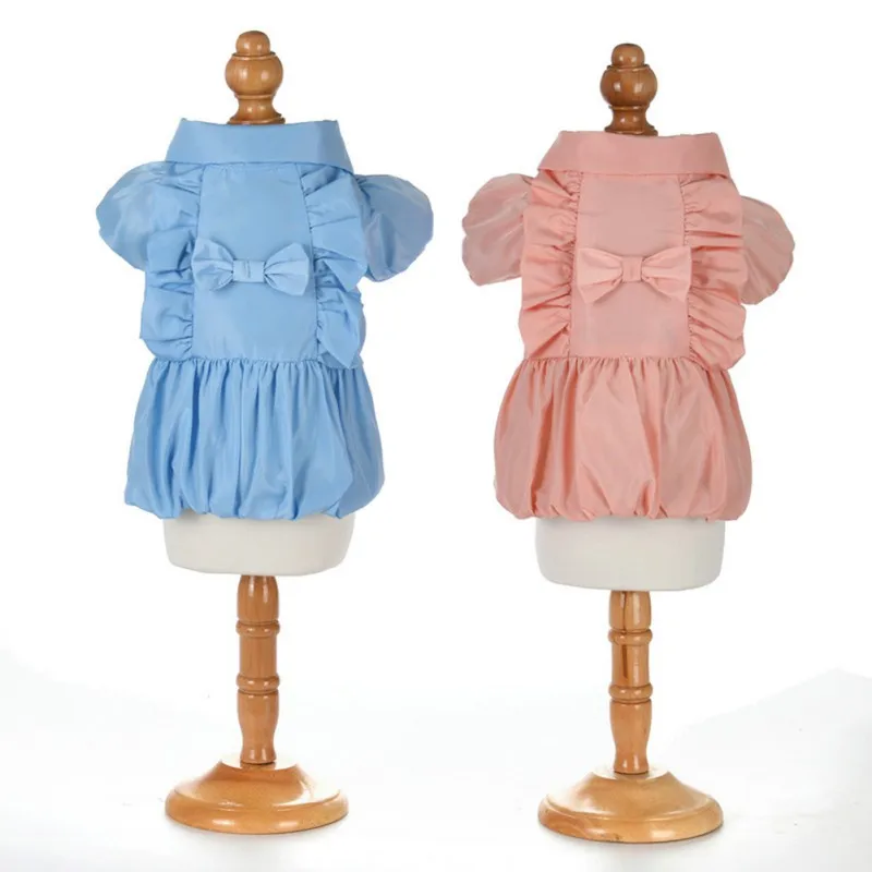 

Pet Dogs Clothes Puppy Girls Cotton Dress With Bow Knot Warm Two-leg Costume Dog Dresses Autumn Winter Dog Clothes Pet Supplies