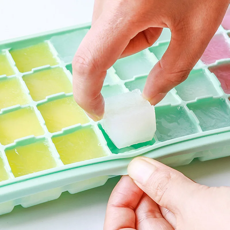 

24 Grids Silicone Ice Cube Tray Soap Pudding Ice Cream Mould DIY Food Grade Ice Tray with Lid Home Wine Bar Drink Accessories