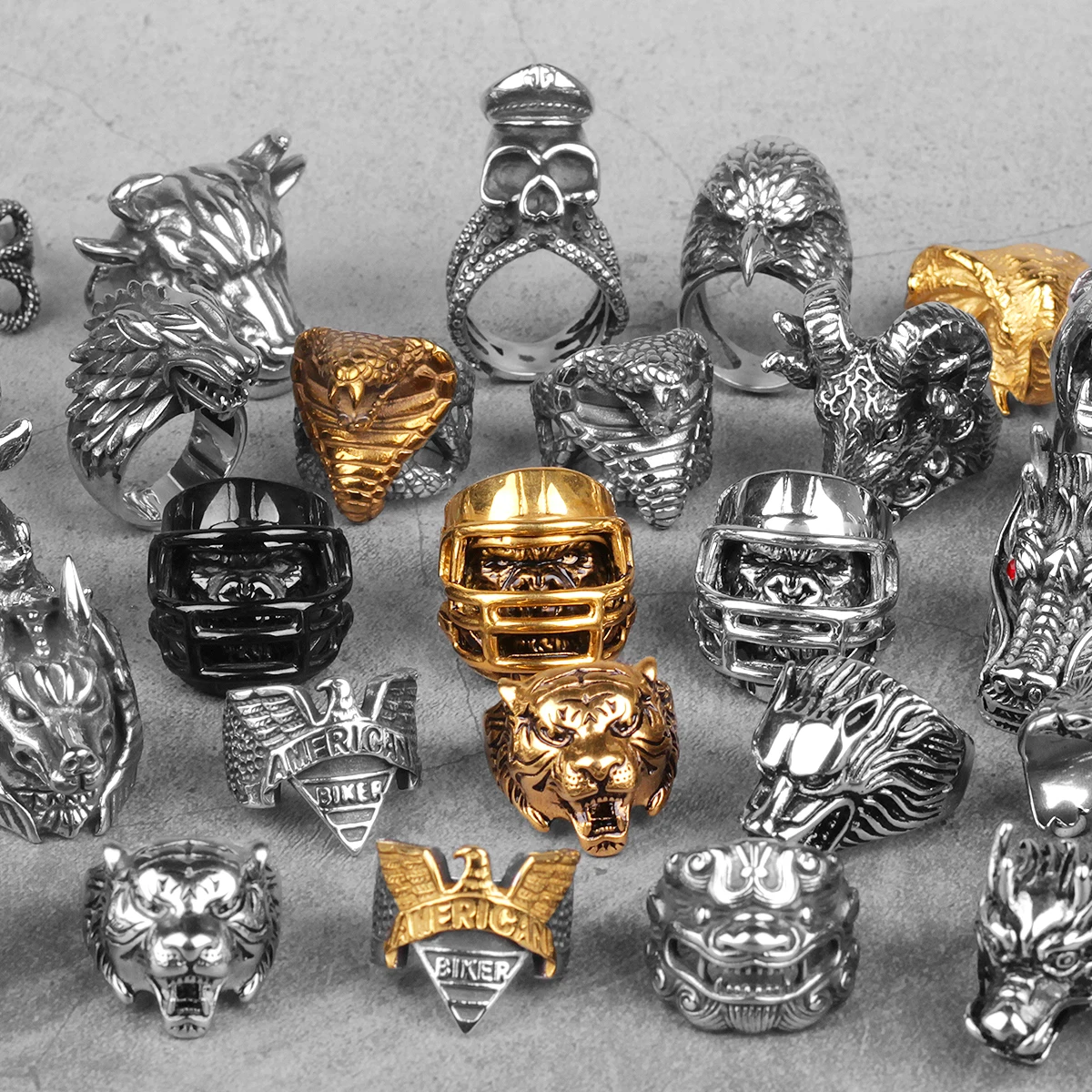 Кольца мужские из нержавеющей стали с животными ювелирные изделия в стиле