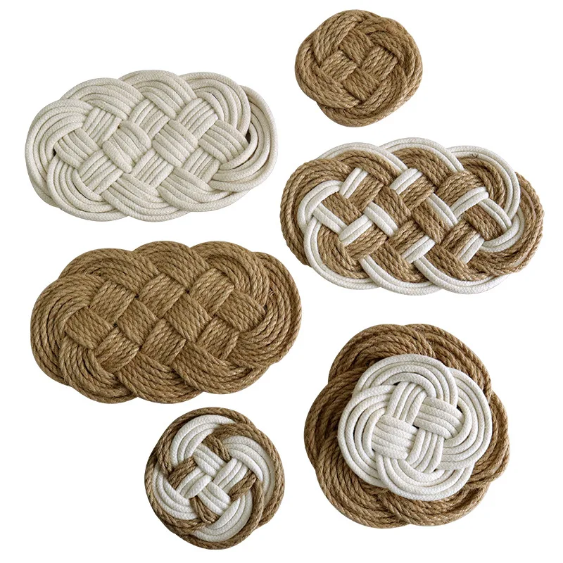

Woven Linen Cotton Rope Placemat Coaster Insulation Pad