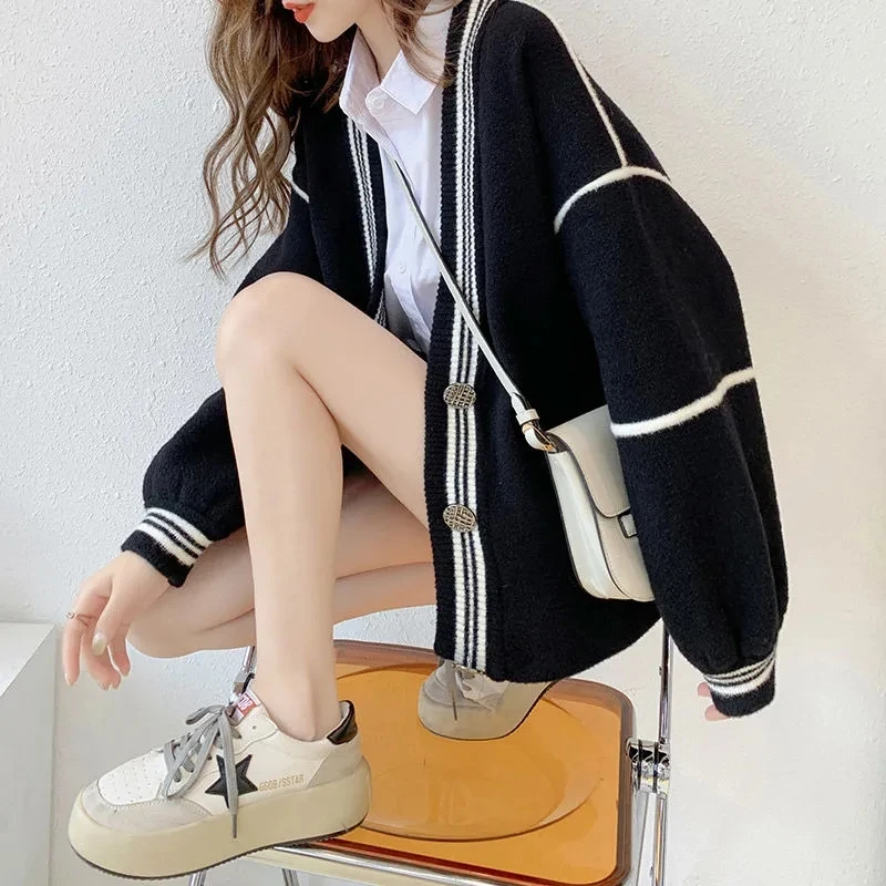 

Female Cardigan Coat New Korean Version In Autumn Winter Mink Fleece Sweaters Women Loose Fashion Knitting Long Ropa Mujer