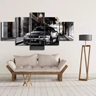 Современная Картина на холсте, HD печать, рамка, 5 шт., Nissan Skyline Gtr, автомобили, картины, прикроватная комната, гостиная, домашний декор, настенный плакат
