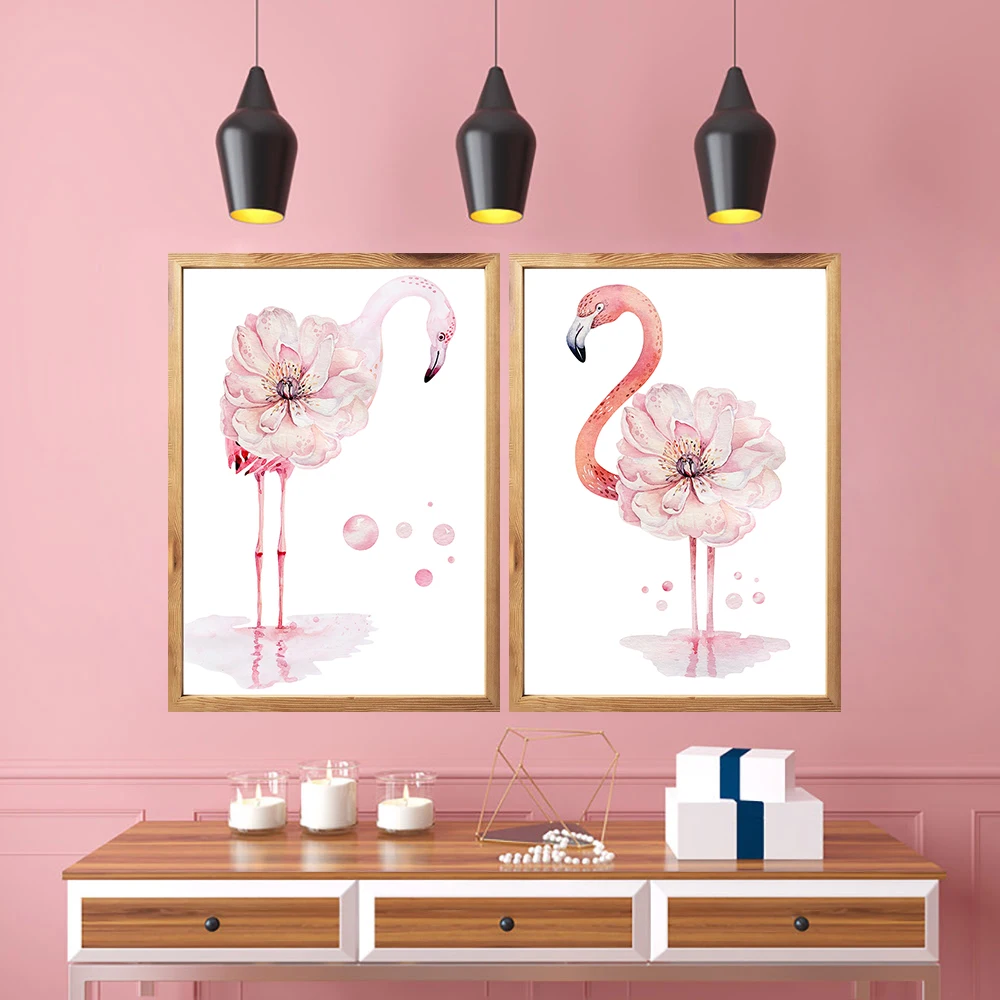 

Pinks Flower Flamingo Animal Print Wall Art Motivational Set Of 2 Fashion Girls Room I Typography Painting No Frame Pictures
