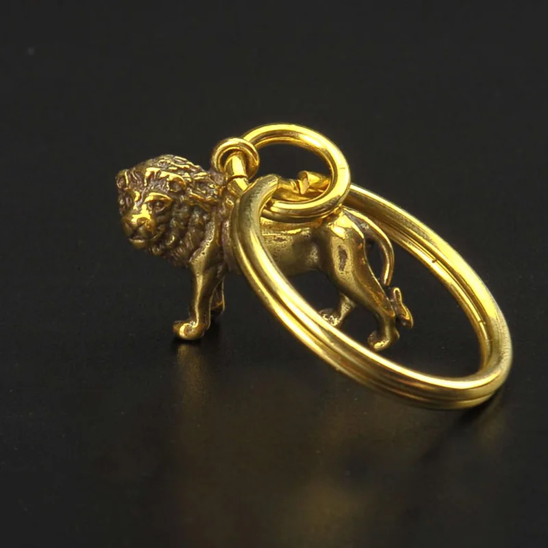 Винтажный медный маленький брелок со львом мужские подвески для автомобильных