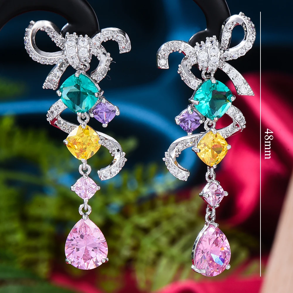 

GODKI Trendy Multicolor Bowknots Earrings For Women Wedding Party Dubai Bridal Jewelry boucle d'oreille femme Gift Jewelry