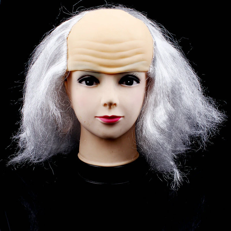 

Funny Bald Wig Masquerade Show Cosplay Old Man White Black Bald Wig April Fool's Day Halloween Theme Party Props Supplies CKI70