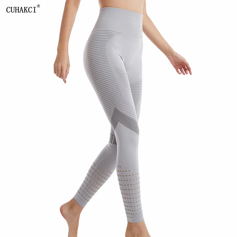 

CUHAKCI Leggings Women High Waist Sexy Seamless Gym Leggins Hollow Printed Workout Pants Push Up Elasticity Legins Trousers