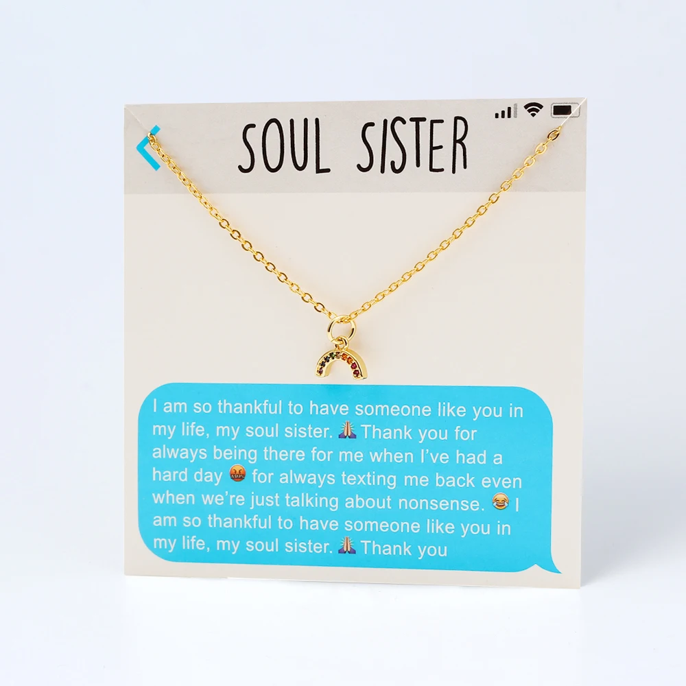 Wish Card Мода микро проложенная Радужная Подвеска Ожерелье для женщин сделать карточку желаний ожерелье ювелирные изделия подарок для сестры друзей CN281 - Окраска металла: CN281GD02