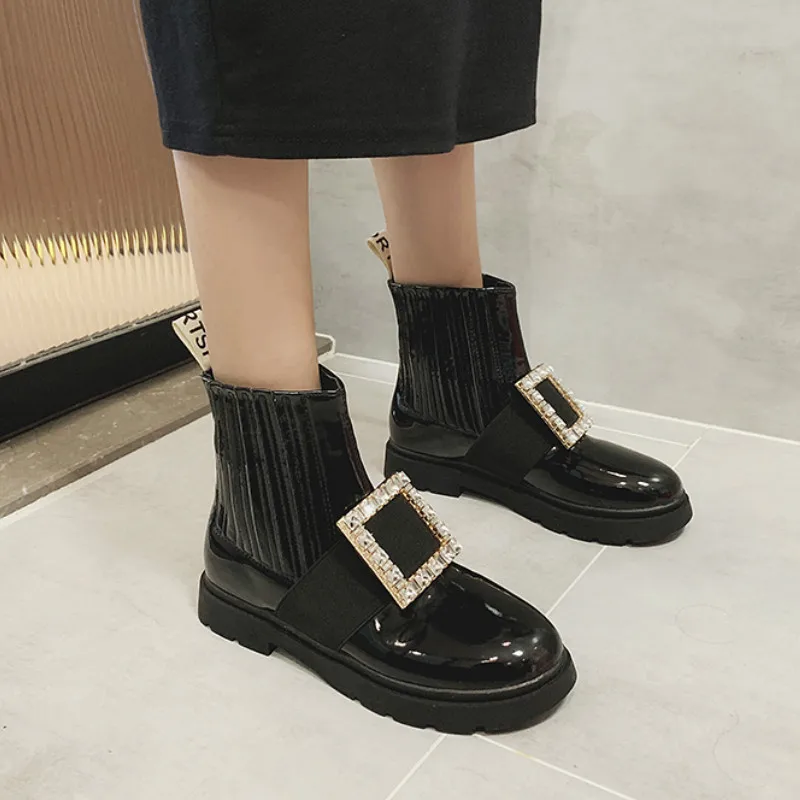 Новинка 2020 дышащие ботинки Стразы с пряжкой кожаные рисунком крупного рогатого