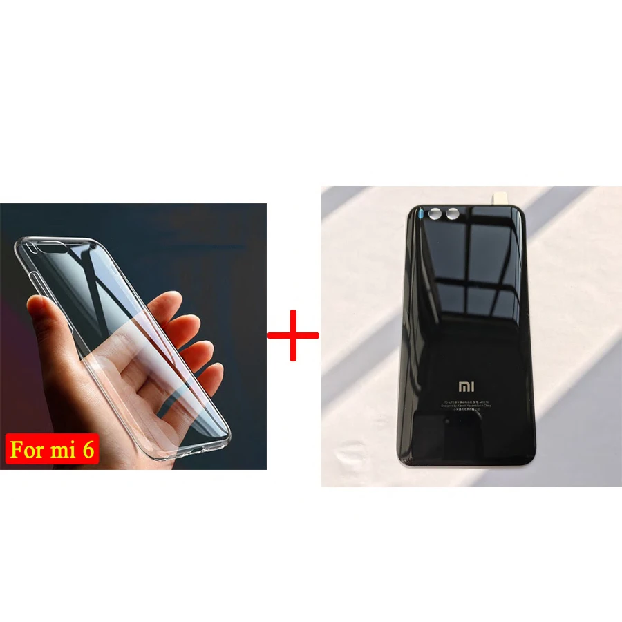 Черный Для XIAOMI Mi6 Mi 6 задний корпус Батарейная Дверь Задняя стеклянная крышка чехол+ Передний сенсорный экран внешняя стеклянная панель черный белый синий - Цвет: Черный
