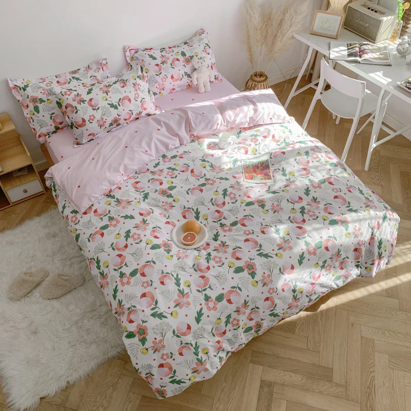 

Nordic Bedding Set Leaf Printed Bed Linen Sheet Plaid Duvet Cover 240x220 Single Double Queen King Quilt Covers Sets Bedclothes