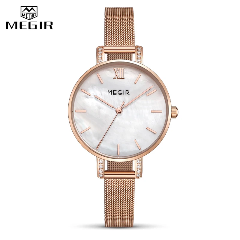 Часы MEGIR женские кварцевые люксовые простые водонепроницаемые наручные из