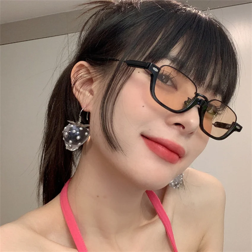 

2021 New Small Rectangle Half Frame Sunglasses for Women Man Luxury Brand Designer Rivet Metal Sun Glasses UV400 Oculos De Sol