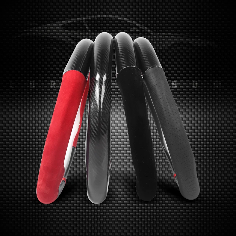 

For Tesla Models 38cm Anti Slip Car Carbon Fiber Steering Wheel Cover Auto Interior Protective Accessories Car styling