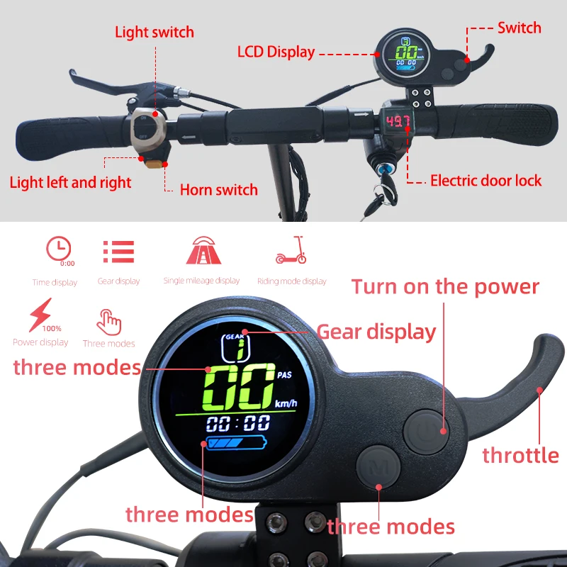 

Electric Scooter Motor 48V 800W/1600W Remote 100KM Trottinette Foldable Lithium Battery 8 Inch Wheel Kickscooter with Kickstand