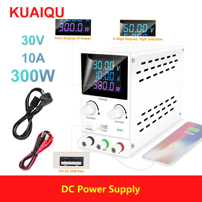 

KUAIQU 30v 10a Lab DC Power Supply LCD Digital Adjustable Lab Voltage Regulator Stabilizer Switching Power Supply SPPS-B3010D