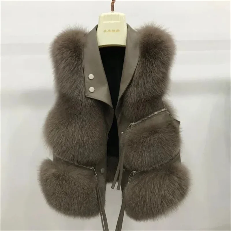 High Quality Fur Vest Jacket Women 2021 Winter New Korean Imitation Fox Fur Waistcoat Short Fur Vest Female Vestcoat sleeveless