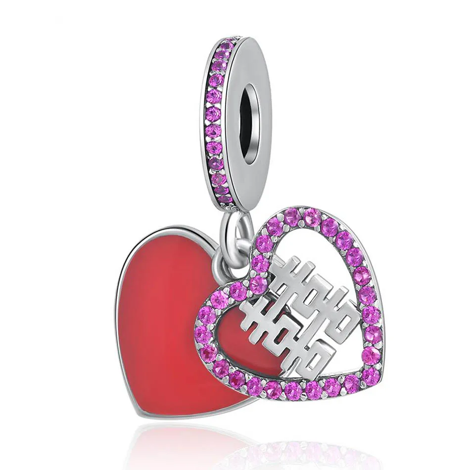 

Authentic S925 Silver Heart Pendant Bead DIY Jewelry Wedding Blessing Love Hearts Dangle Charm fit Lady Bracelet Bangle